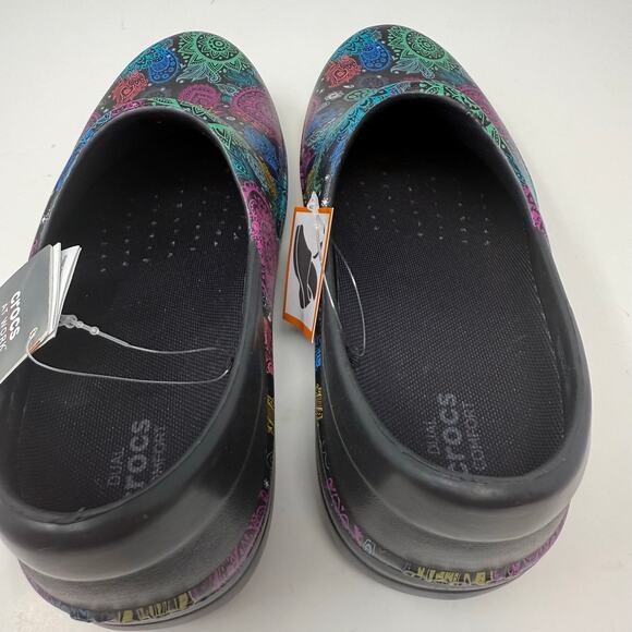 Crocs Clogs Women's 9 Black Multi-color Neria Pro II Graphic Clogs Nurse NWT - Picture 7 of 12